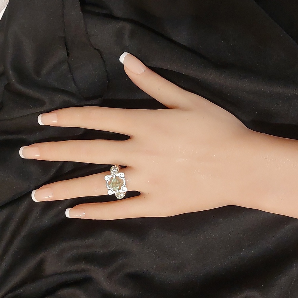 Handmade Silver & Light Green Crystal Ring READ BELOW FOR CUSTOM SIZING 👇 - Picture 5 of 6